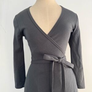 American Apparel Dark Gray Long Sleeve Wrap Dress